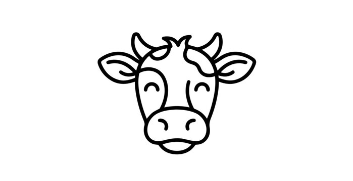 Minimalist cow face logo vector illustration, simple bovine head icon