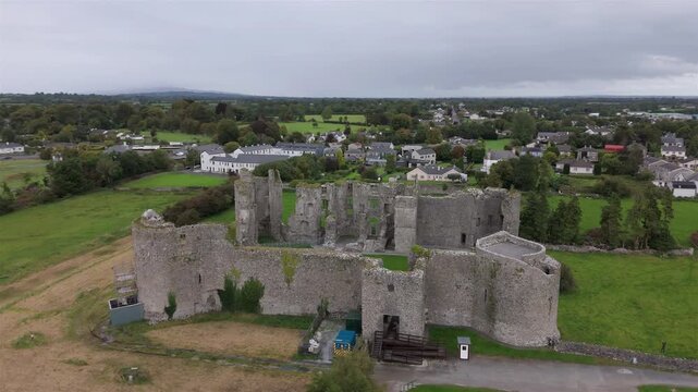 Aerial view of Roscommon castle in the Republic of Ireland