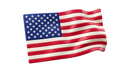 Obraz premium Waving American flag with stars and stripes on a white background.