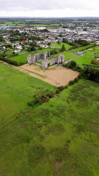 Aerial view of Roscommon castle in the Republic of Ireland