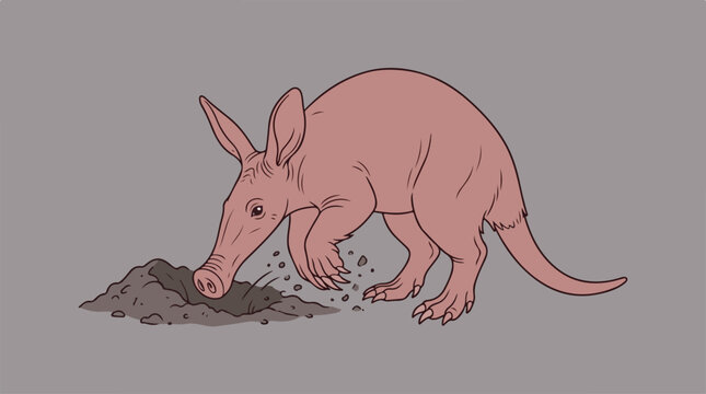 Armadillo digging in the ground.