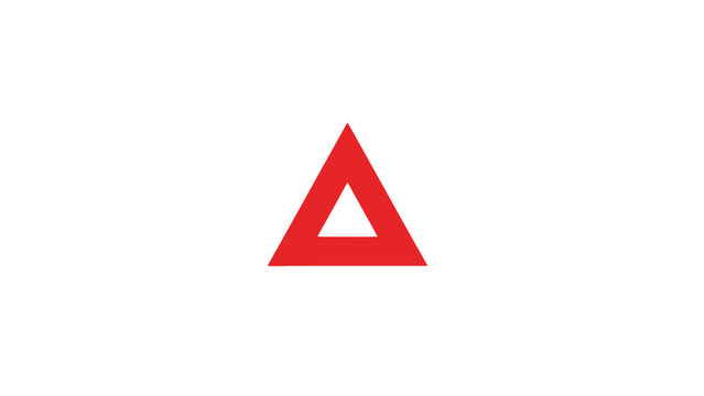 A simple red triangle shape on a white background.