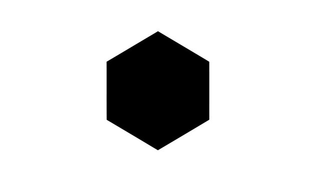 Solid black hexagon shape isolated on white background