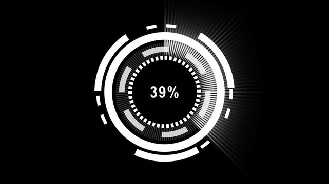 Loading Progress Indicator with Percent and Futuristic Circular HUD percentage animated