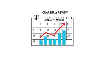 Flat minimalist illustration of corporate quarterly review b © Artbibun
