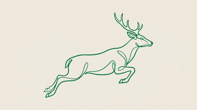 Deer Running Line Art Illustration.