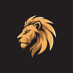 Fototapeta premium Majestic Golden Lion Head Profile with Fierce Expression.