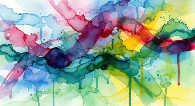 Abstract watercolor swirls in vibrant chromatic harmony