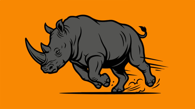 Gray Rhino Running Fast.