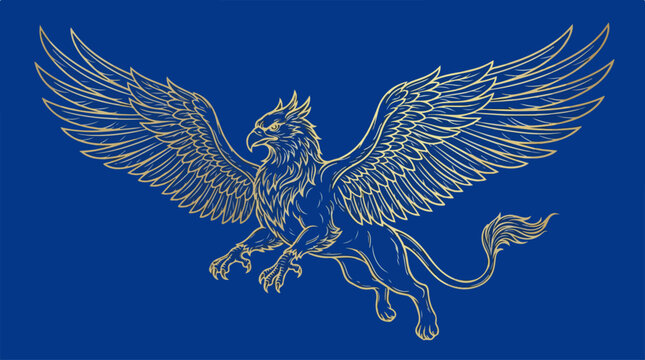 Griffin mythical creature wings spread.