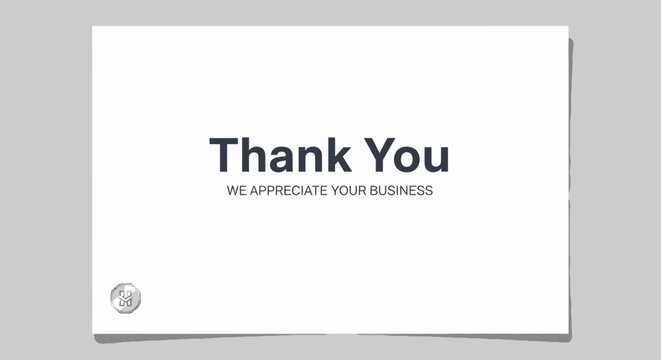 White thank you business appreciation card.