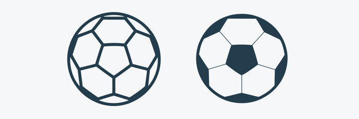 Obraz premium football game icon set, soccer ball vector illustrations in minimal line art style, editable strokes, isolated scalable icons for team logos, sports apps, websites, and fitness branding.
