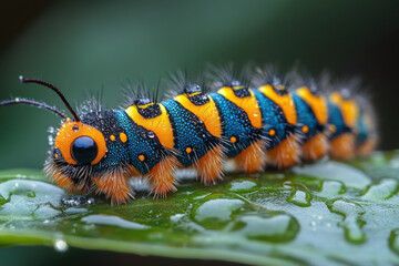 Fototapeta premium Close-up of a colorful caterpillar.