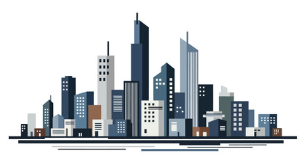 Abstract city skyline illustration with modern buildings and skyscrapers. © gambar