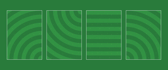Green abstract soccer field background templates with subtle spiral patterns. Football pitch vector layout design for sports banner and poster. © Broke Stoke