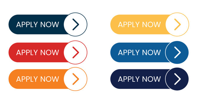 Apply now button set vector with colorful CTA UI pack arrow icon interface elements