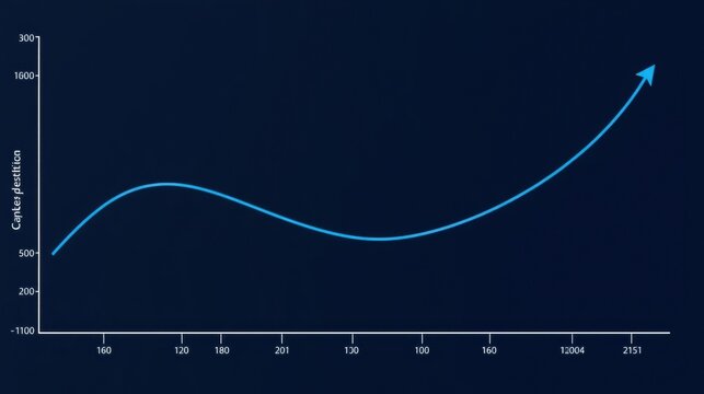 Graph displays data trends over time. Values fluctuate, then rise sharply toward end point. Blue line represents progression.
