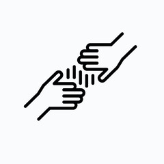 Fototapeta premium open hand support vector icon, clean minimal line art with editable strokes, isolated scalable symbol ideal for assistance, teamwork, healthcare, and digital interface projects.