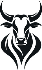 Fototapeta premium Abstract Black and White Bull Head Illustration