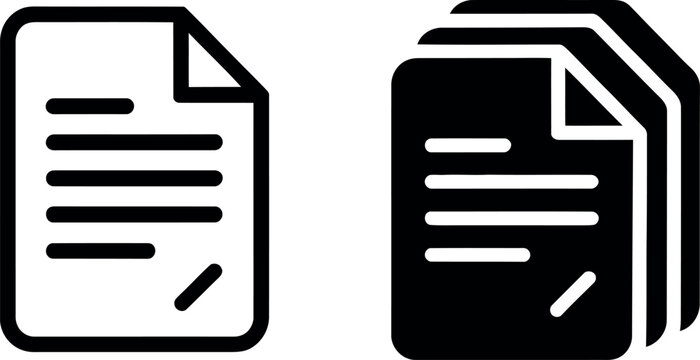 Comparison of a single document and a stack of documents with a pencil icon