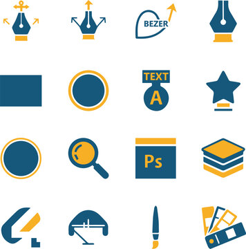 Graphic Design Tool Icons Set for Vector Illustration and Photo Editing Software