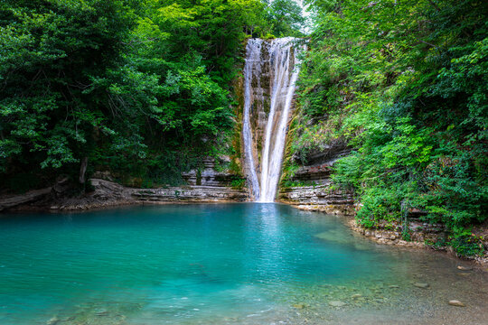 A wonderful waterfall with its visual appeal amidst nature and greenery, Erfelek Waterfall, Sinop, Turkey