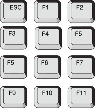 Set of keyboard function keys including ESC and F1 to F11 in clean minimal style
