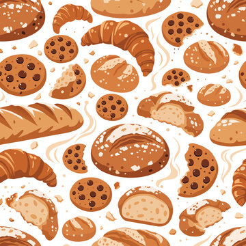 panader&iacute;a artesanal con pan, croissants y trozos galletas