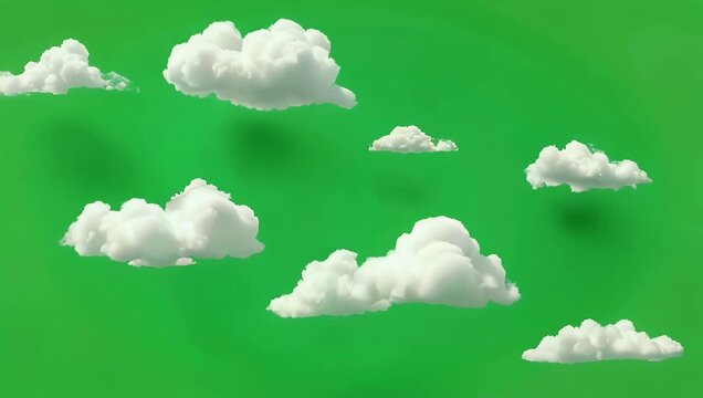 Professional 4K green screen cloud asset featuring white vapor formations designed as high quality tool for vfx artists and video editors to create realistic sky replacements