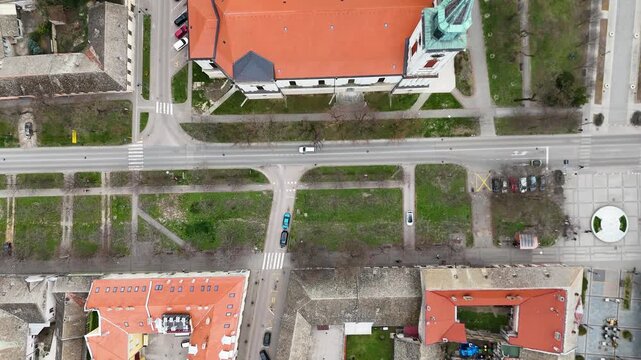 Sombor, Serbia - March 22, 2026: Aerial View of the Church of St Stephen King in Sombor.