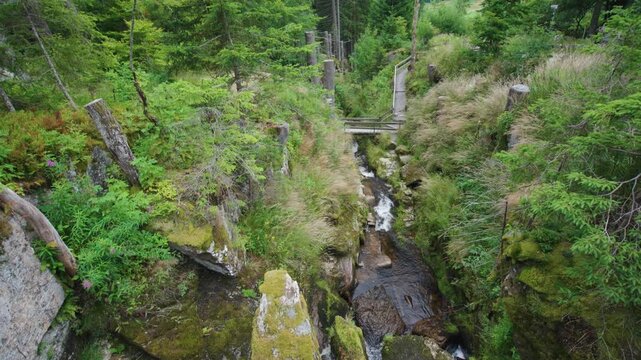 Looking down into Menzenschwander cascade in Black Forest Germany Schwarzwald