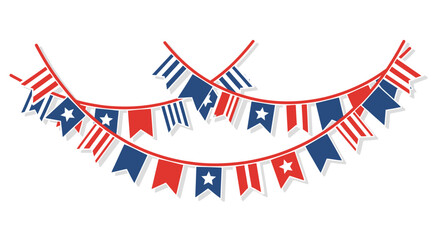 Obraz premium Patriotic Bunting Garland with Stars and Stripes Flags in Festive Hanging Decoration Icon