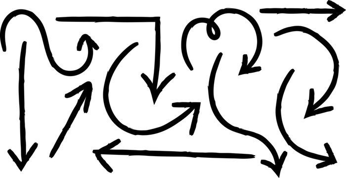 Hand drawn arrows flowchart illustration complex movement diagram