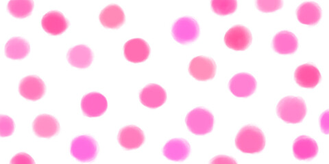 水彩絵の具で描かれた、かわいいポルカドットの水玉模様 © 色音符