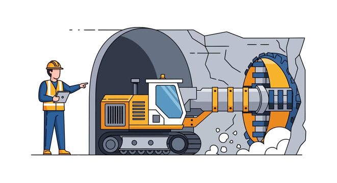 Tunnel Boring Machine Construction Worker Engineering.