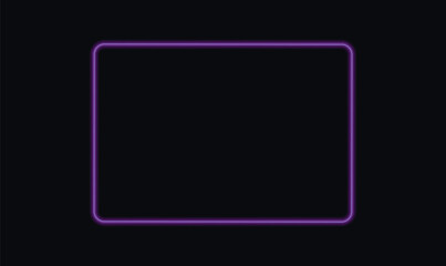 Purple Neon Rounded Rectangle Frame Vector Illustration with Glowing Border on Black Background © SANJEDAAKTAR