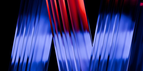 Cyber elements made of transparent glass and liquid acrylic purple blue glow on black backdrop cinematic tech background design cover art visuals 3d rendering © IM_VISUALS