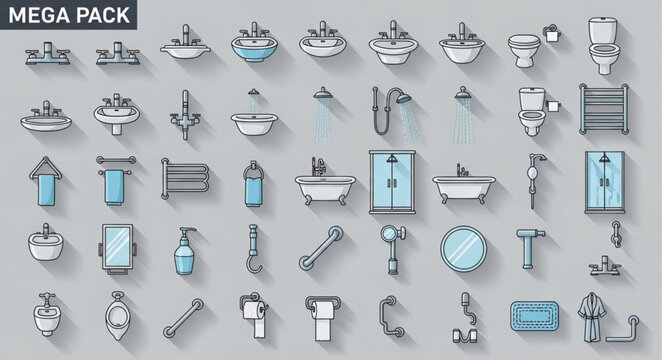 Mega Pack of Bathroom Fixtures - Sinks, Showers, Tubs, and Accessories.