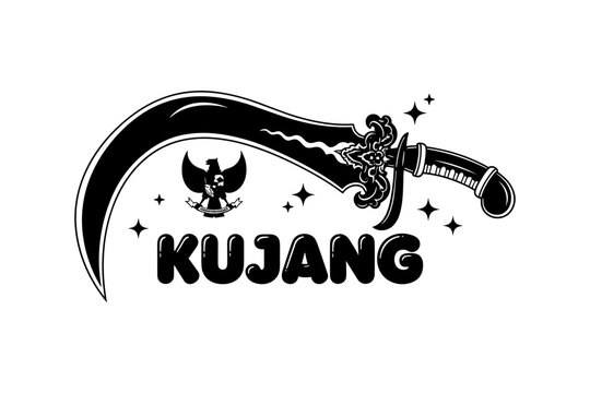 Traditional kujang sword icon with ornate handle and decorative elements