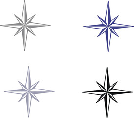 Obraz premium Classic Black and White Nautical Compass Rose Illustration with Directional Markings