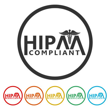 HIPAA Compliance icon. Set icons in color circle buttons
