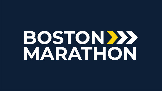 Boston Marathon inspired running event typography design with arrow elements, modern sports race concept illustration for athletic competition banner