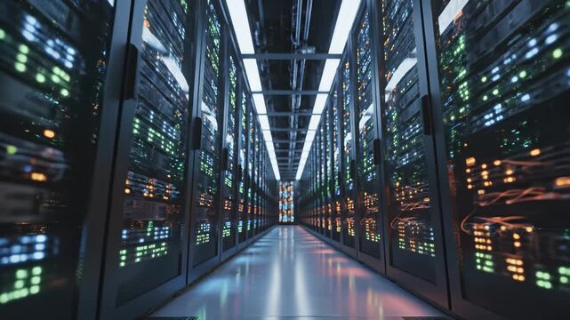 server room with rows of data racks