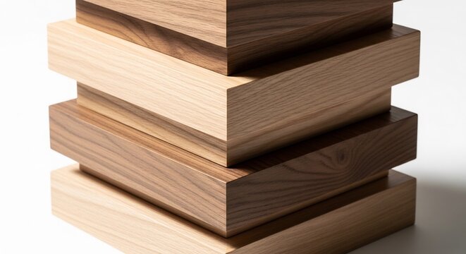 Stacked Wooden Blocks Minimal Composition