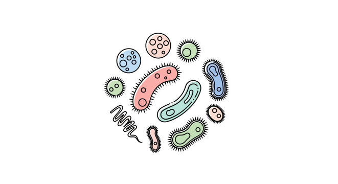 Colorful bacteria and germs illustration.