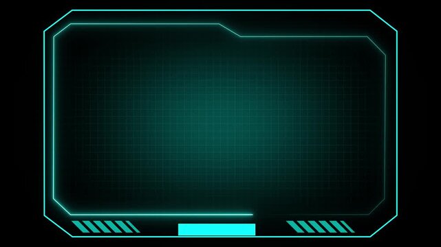 A futuristic abstract design with glowing cyan lines on a dark background.