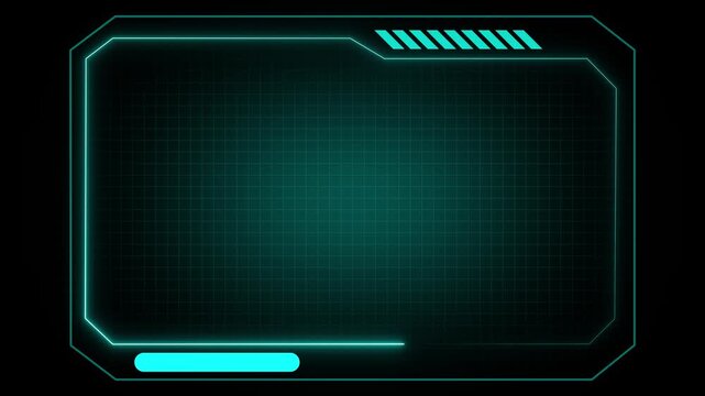 Minimalist futuristic display with glowing rectangular interface on dark background