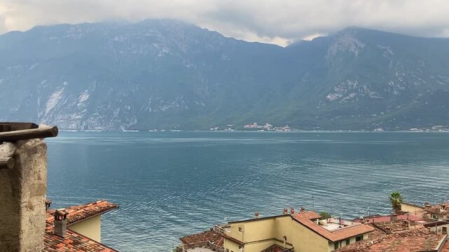 Lake Garda in Italy, mountains and landscape, view from Limone sul Garda