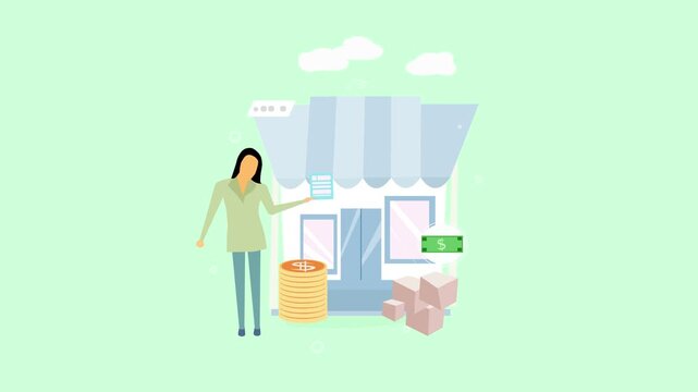 Business owner fulfill requirement for start business shop process, animation clip