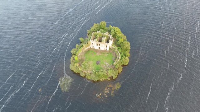 Aerial view of Mc Dermott Castle, County.Roscommon - Ireland